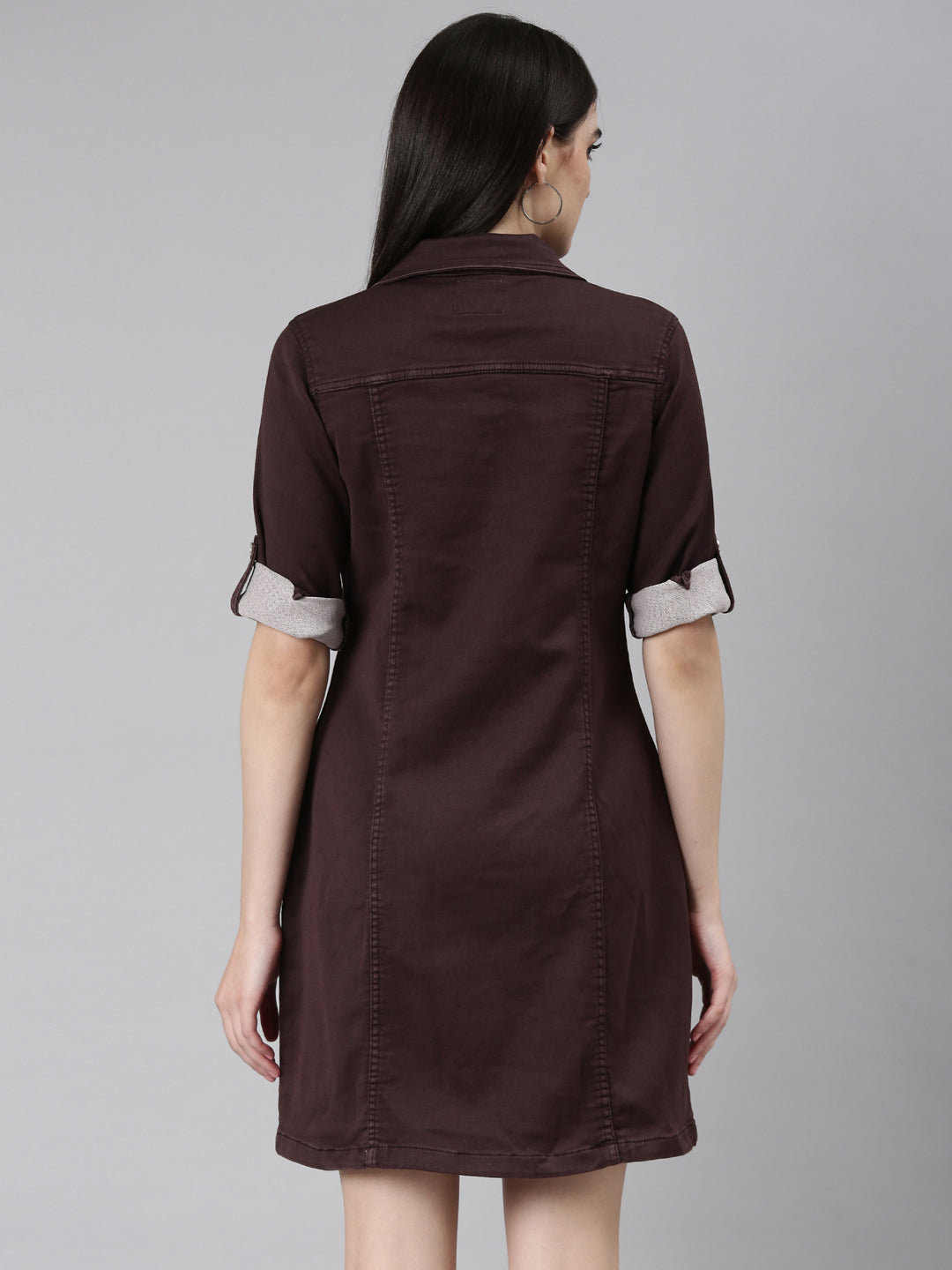 Women's Coffee Brown Solid A-Line Dress