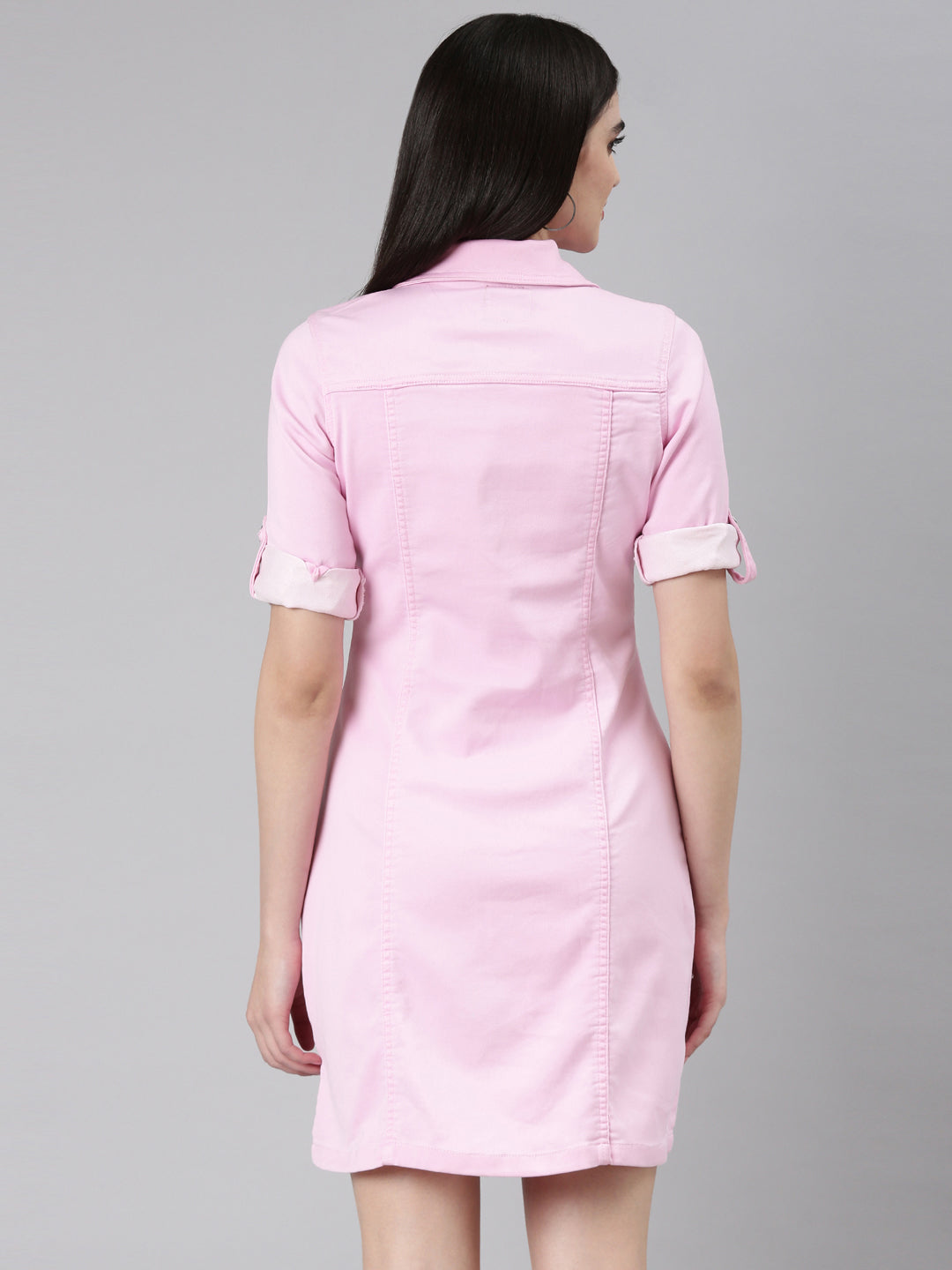 Women Pink Solid A-Line Dress