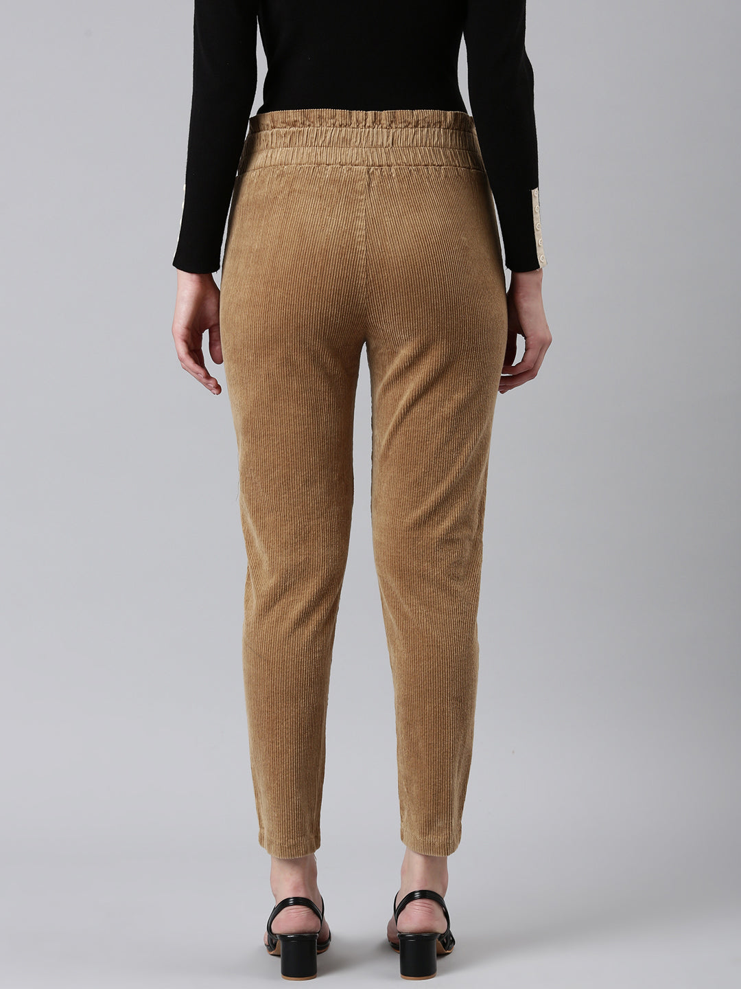 Women Khaki Solid Peg Trouser