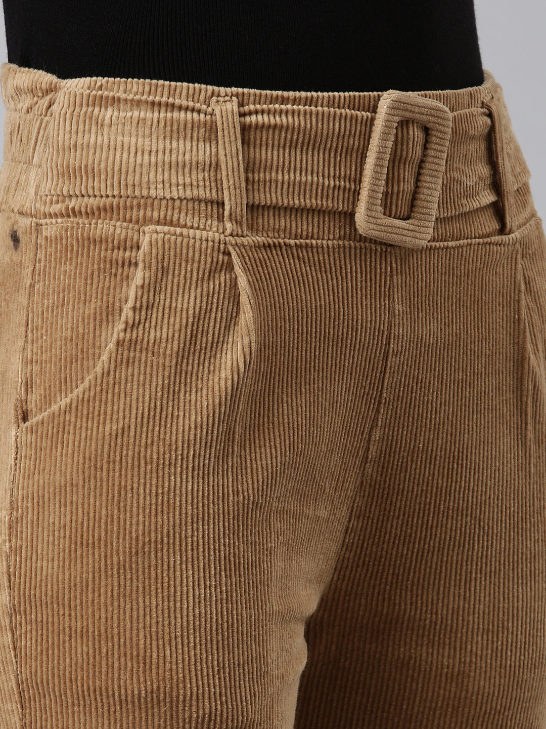 Women Khaki Solid Peg Trouser