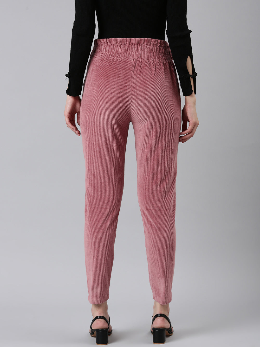 Women Mauve Solid Peg Trouser