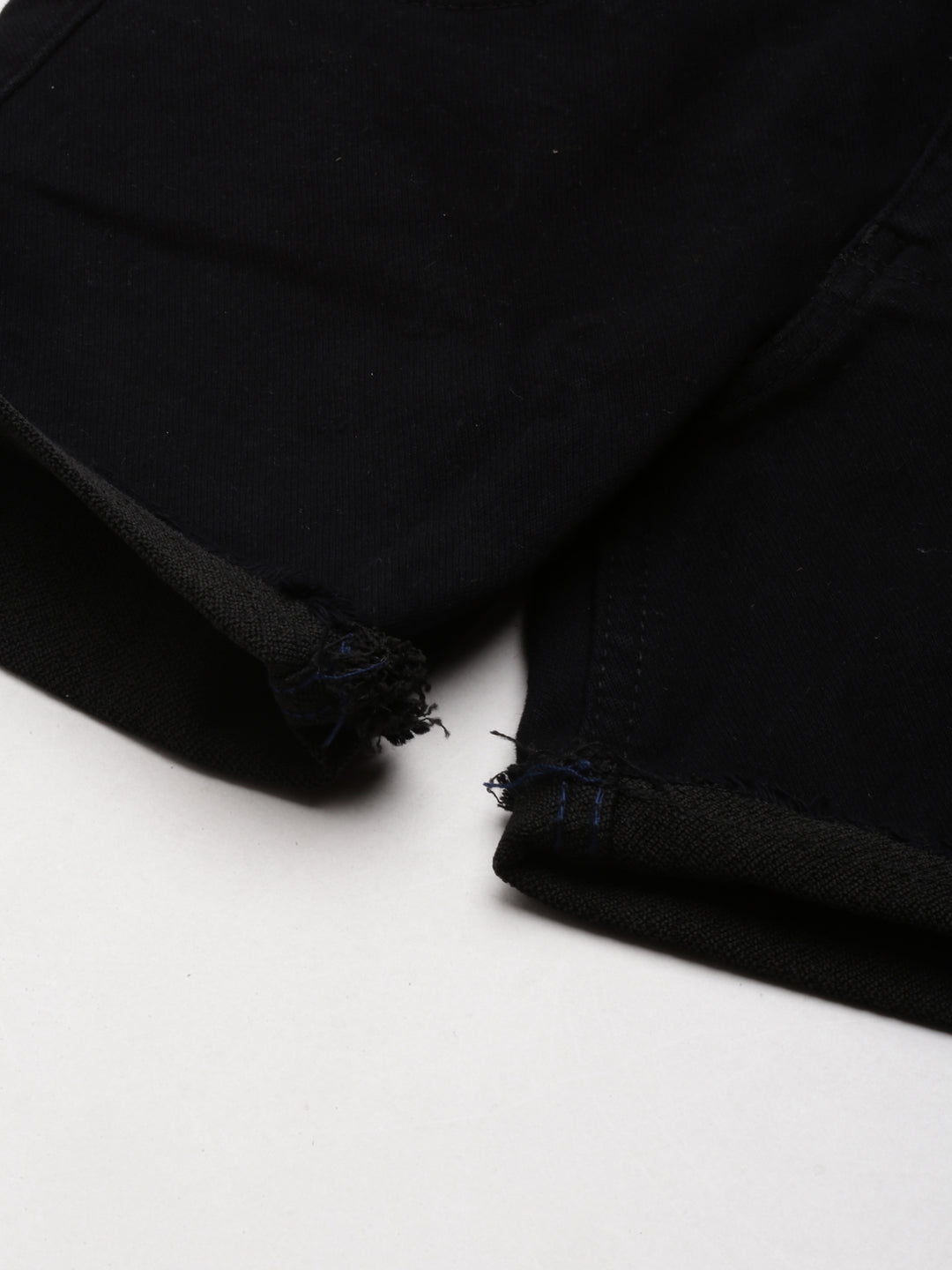 Women's Black Solid Denim Shorts