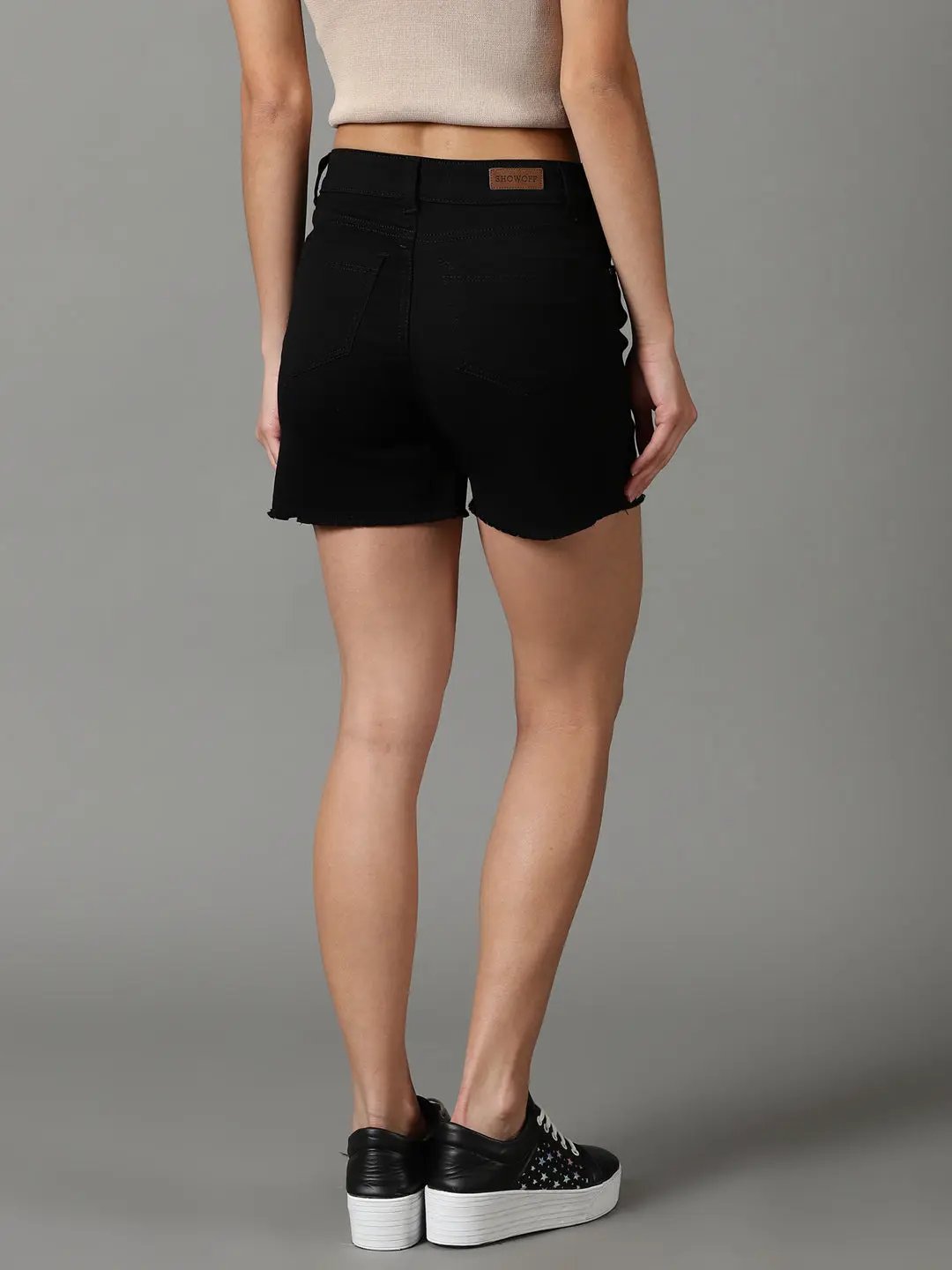 Women's Black High-Rise Denim Shorts