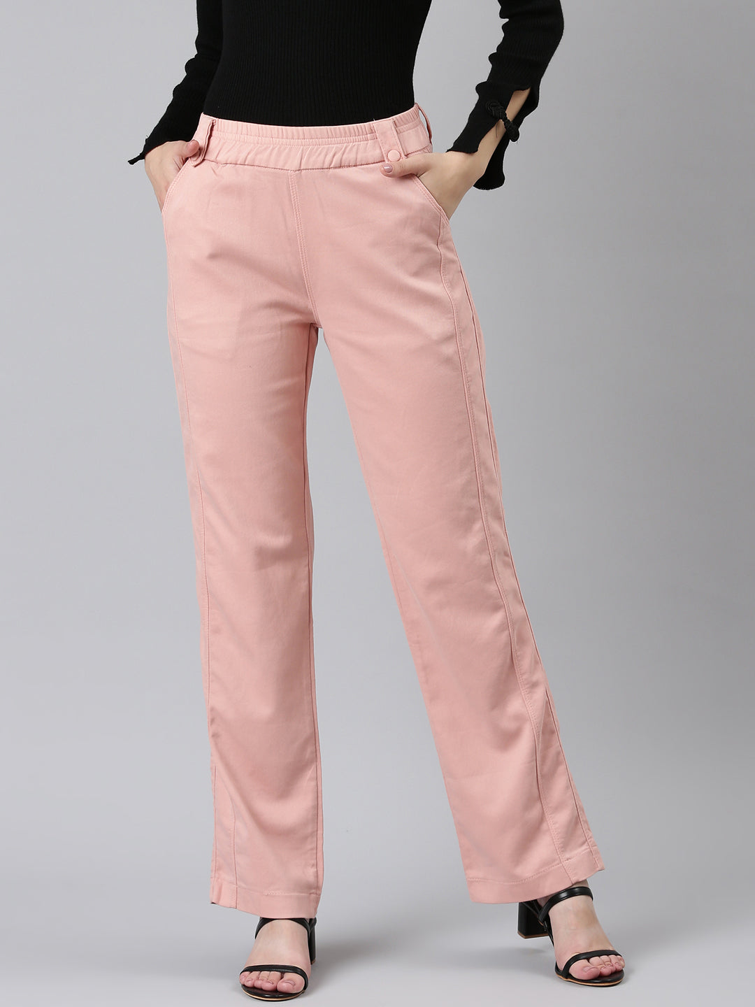 Women Peach Solid Trouser