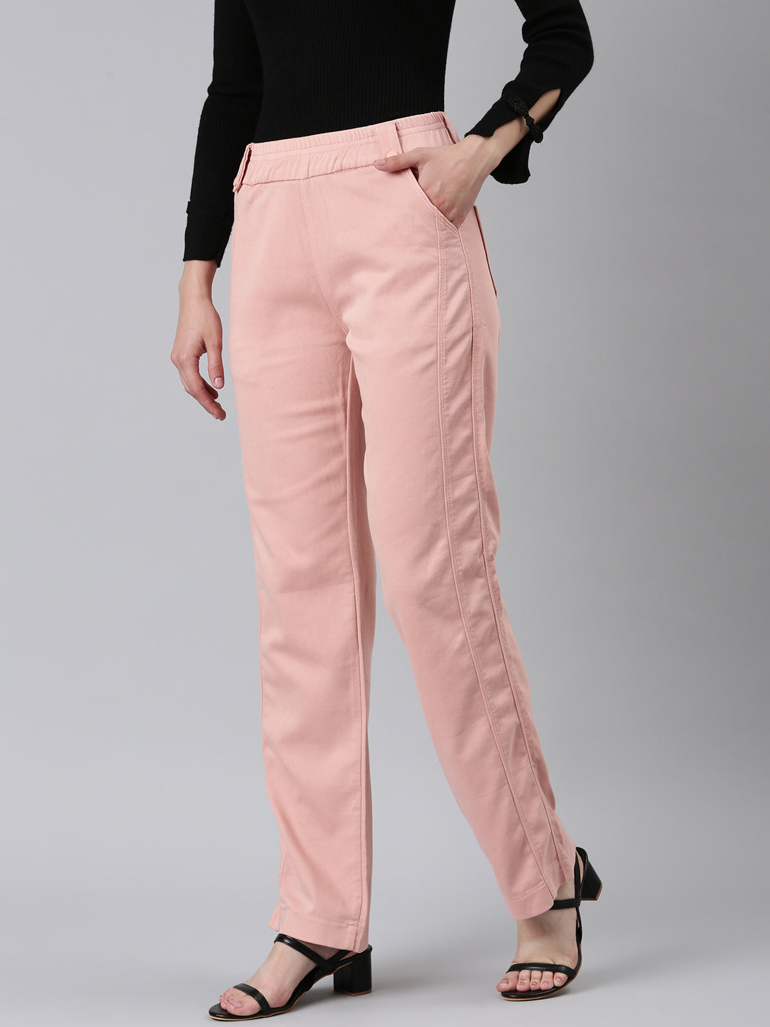 Women Peach Solid Trouser