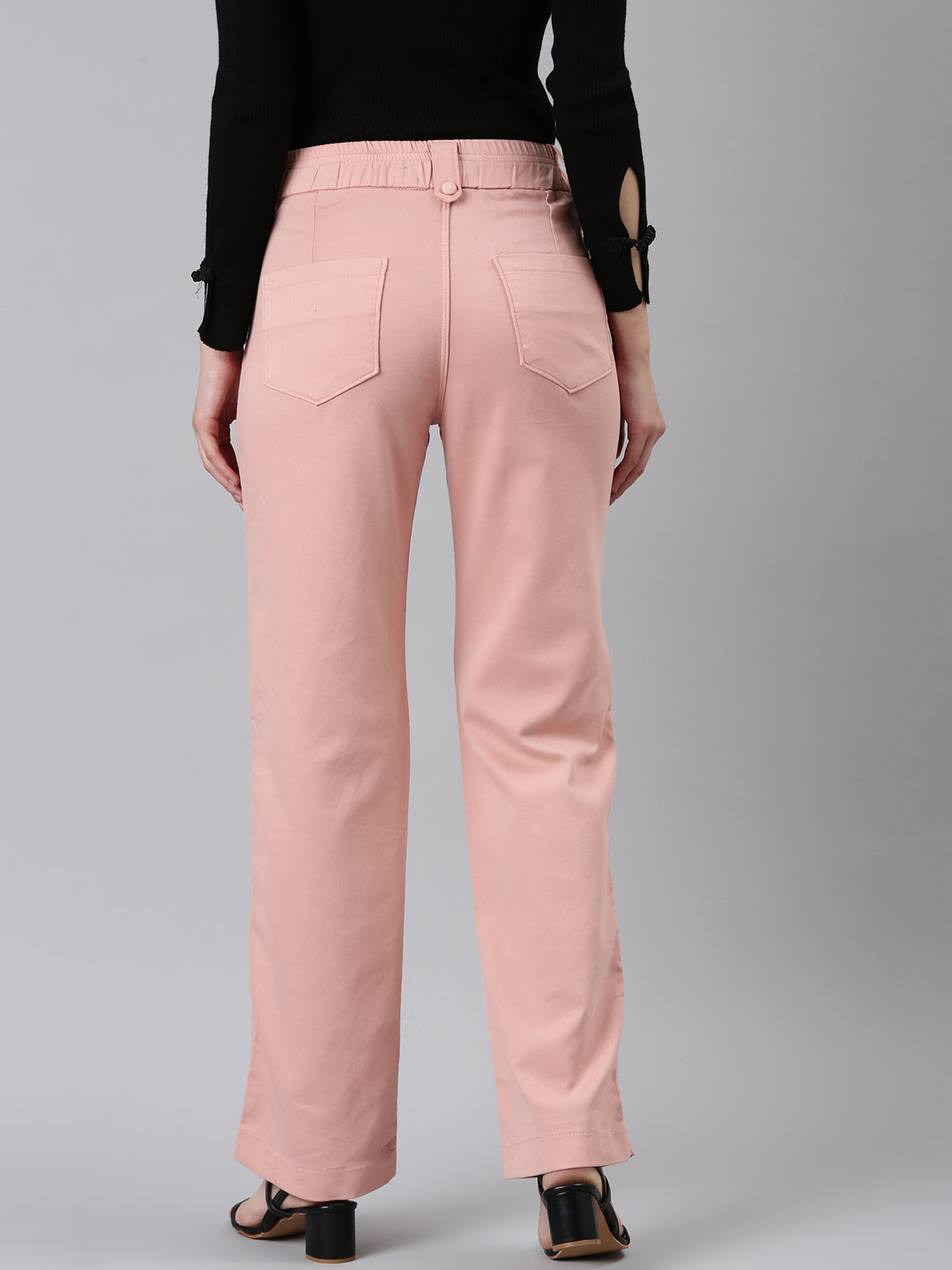 Women Peach Solid Trouser