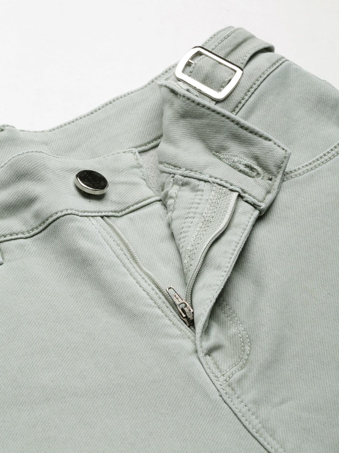 Women's Sea Green Solid Straight Fit Denim Jeans