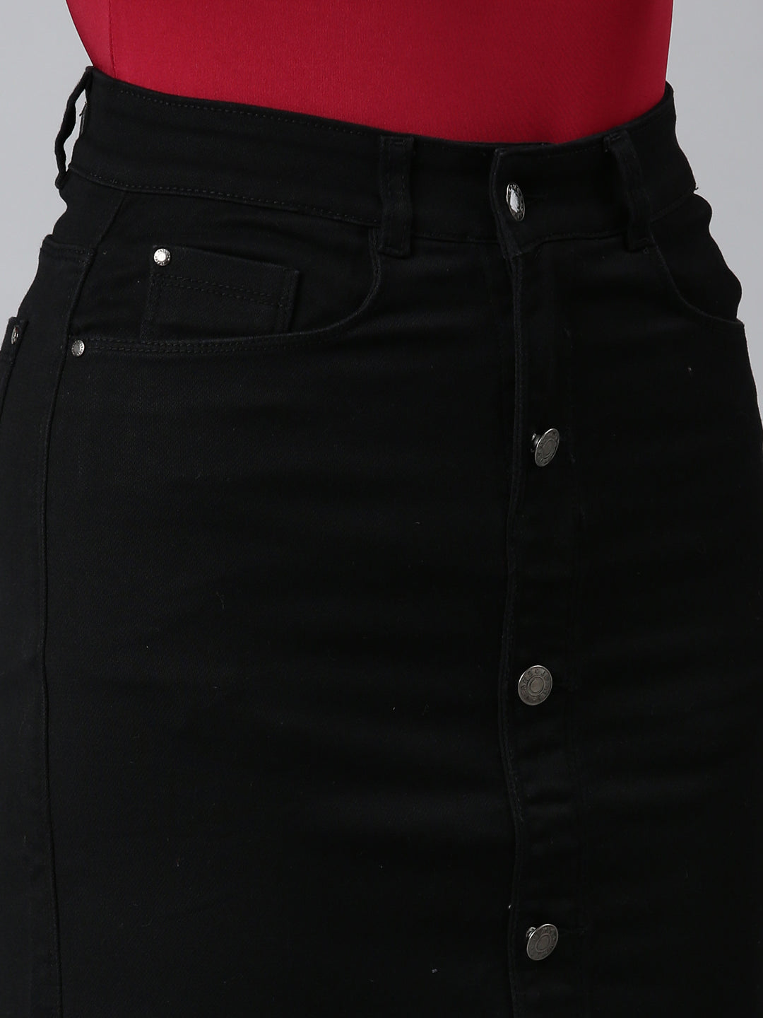 Women Black Solid Pencil Skirt