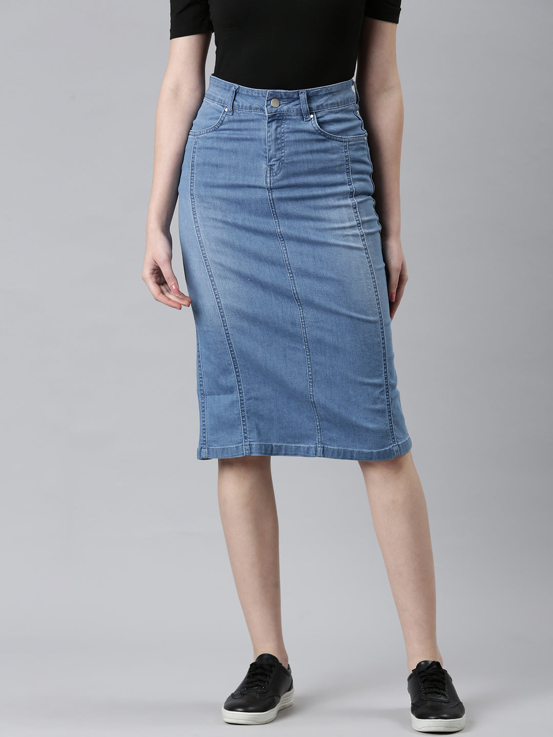 Women Blue Solid A-Line Skirt