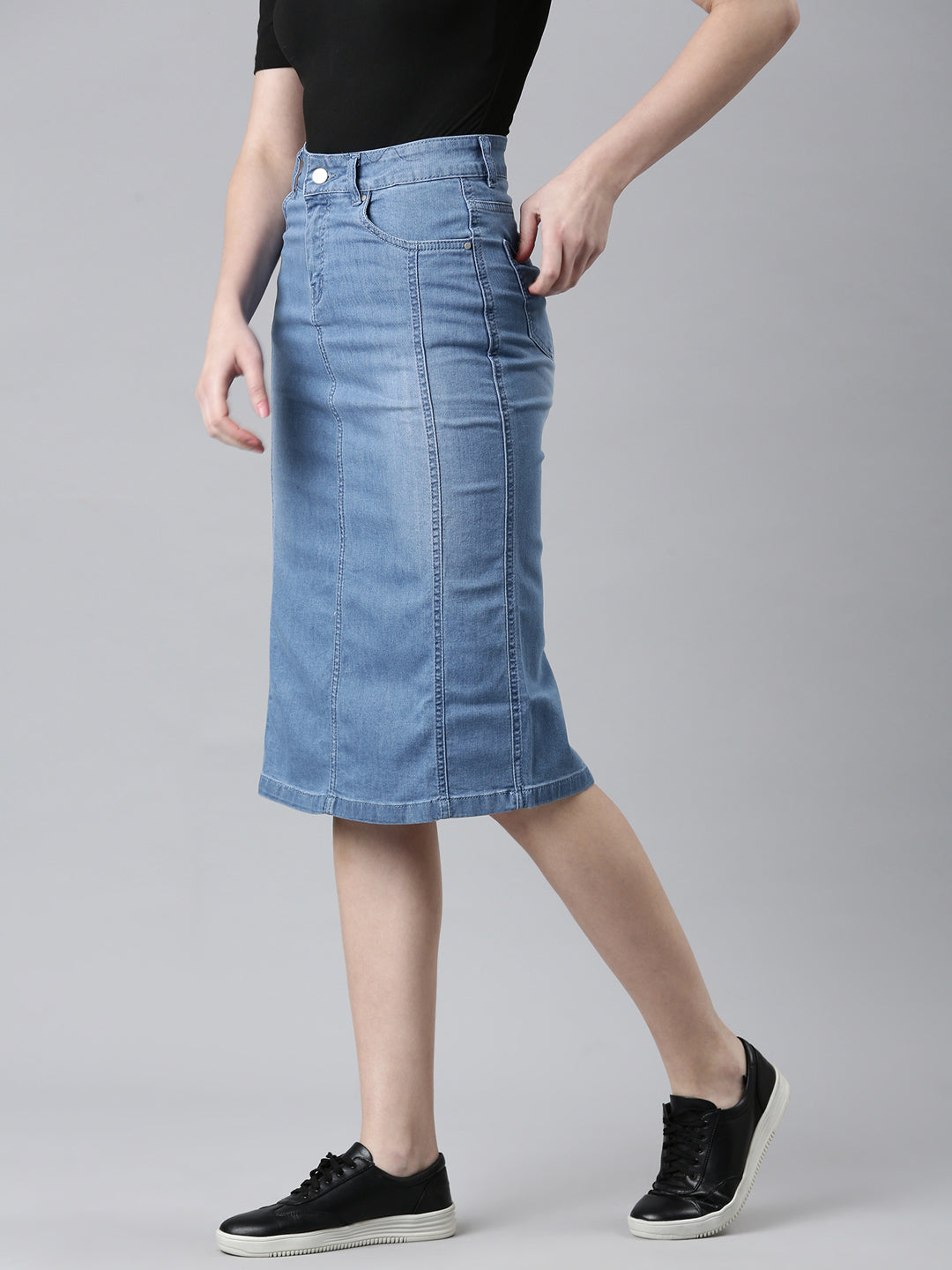 Women Blue Solid A-Line Skirt