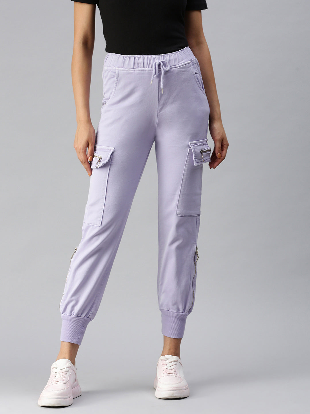 Women's Lavender Solid Denim Jeans