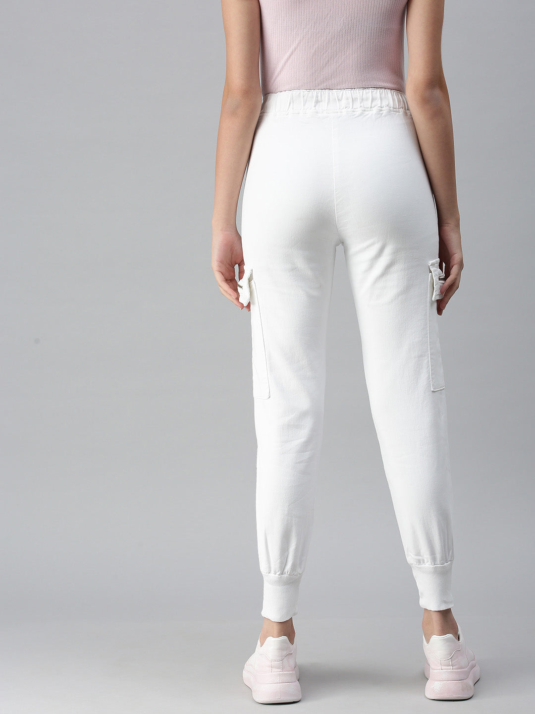 Women's White Solid Denim Jeans