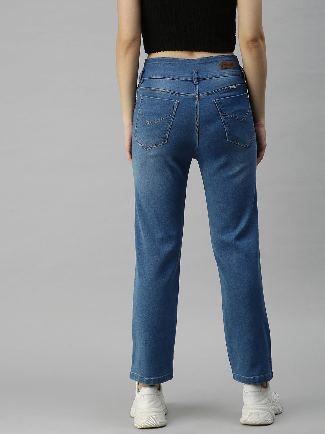 Women's Blue Solid Denim Skinny Jeans