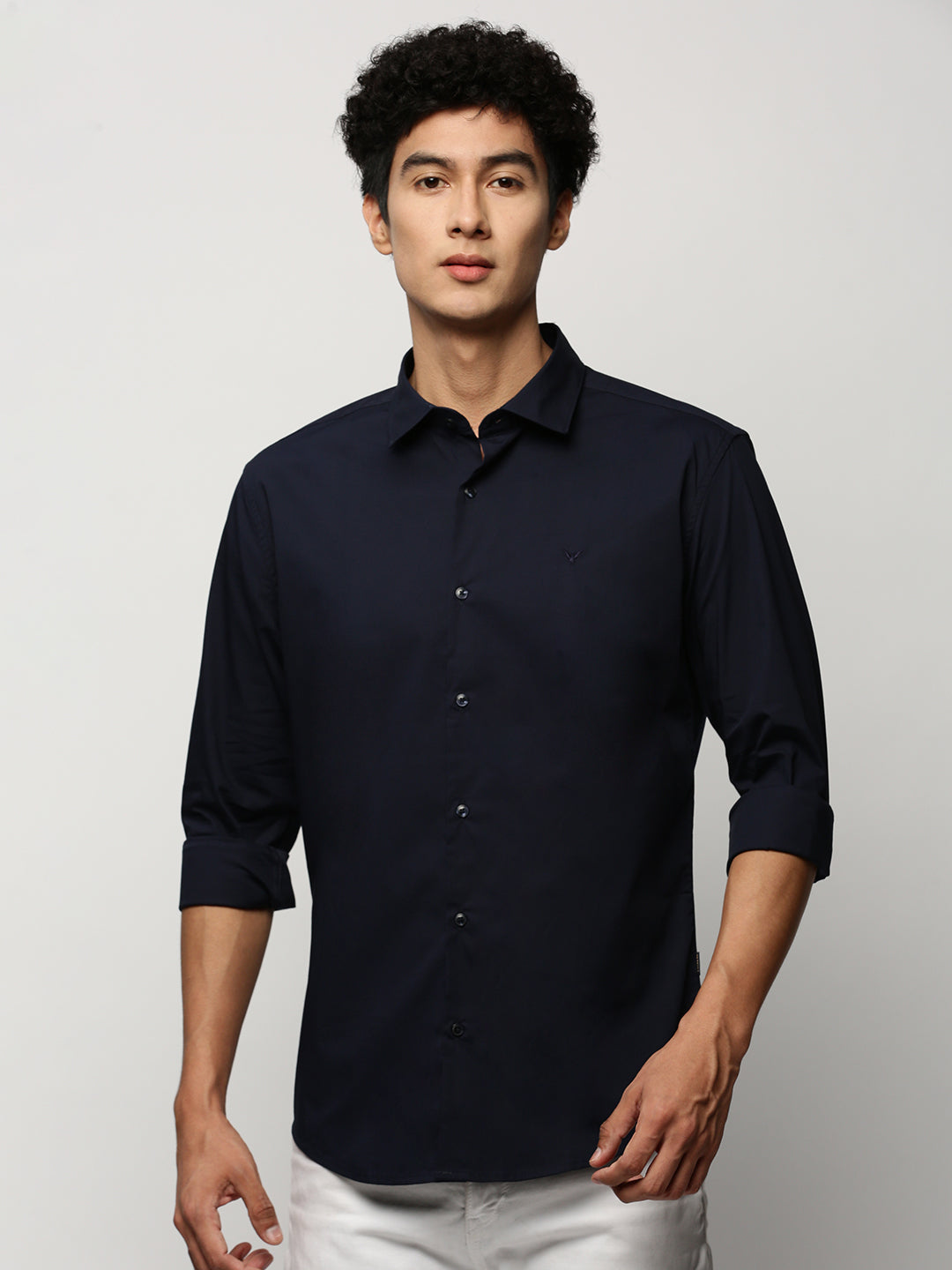 Men Navy Solid Shirt