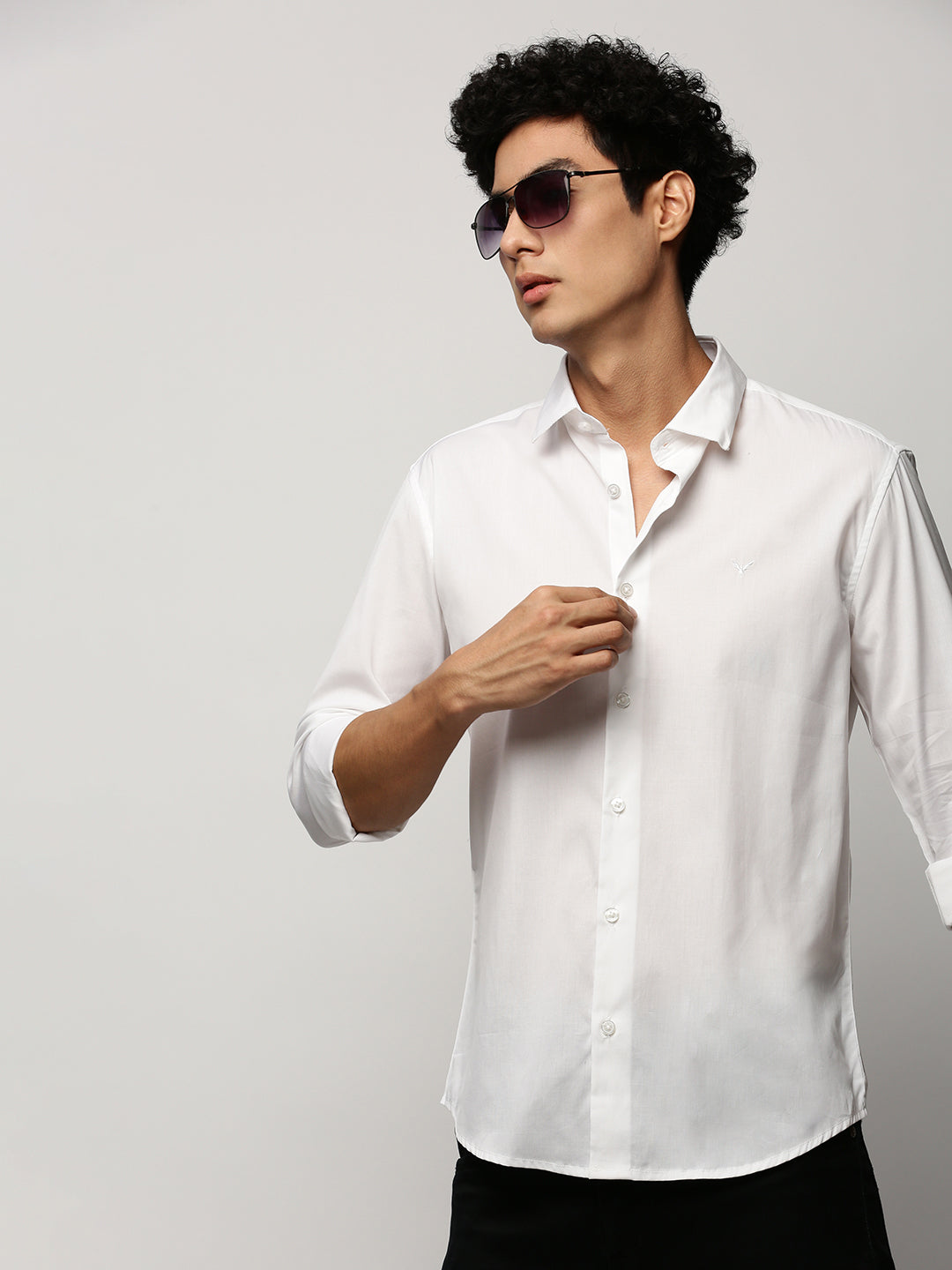 Men White Solid Shirt