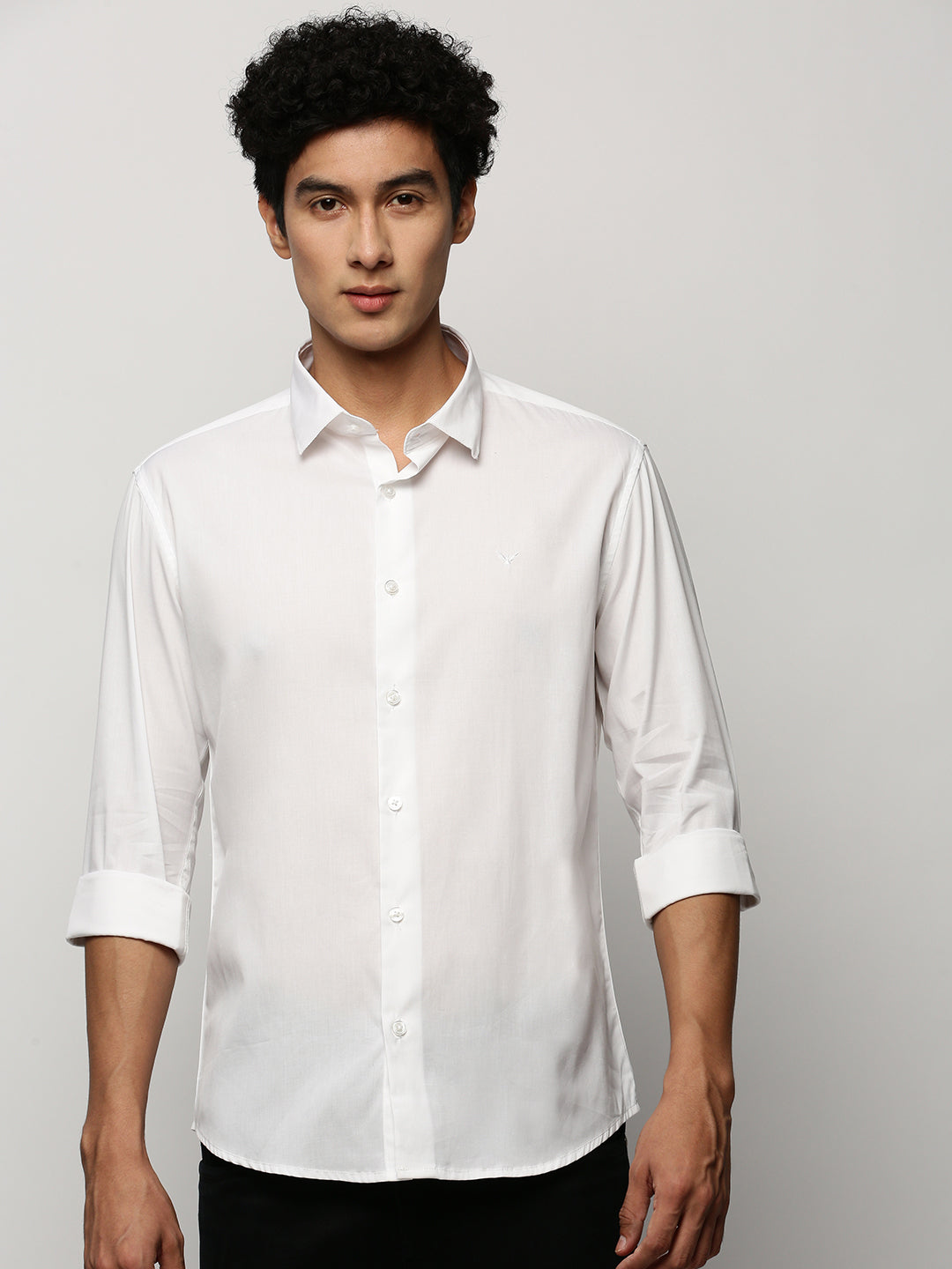 Men White Solid Shirt