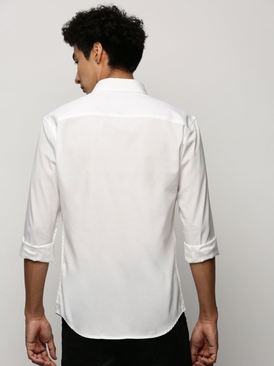 Men White Solid Shirt