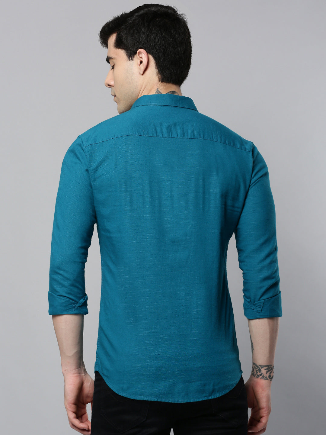 Men's Teal Solid Casual Shirt