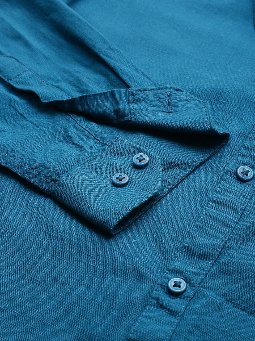 Men's Teal Solid Casual Shirt