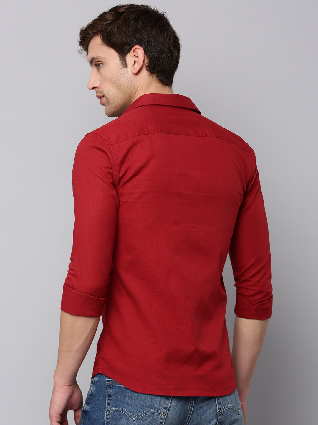 Men Maroon Solid Casual Shirt