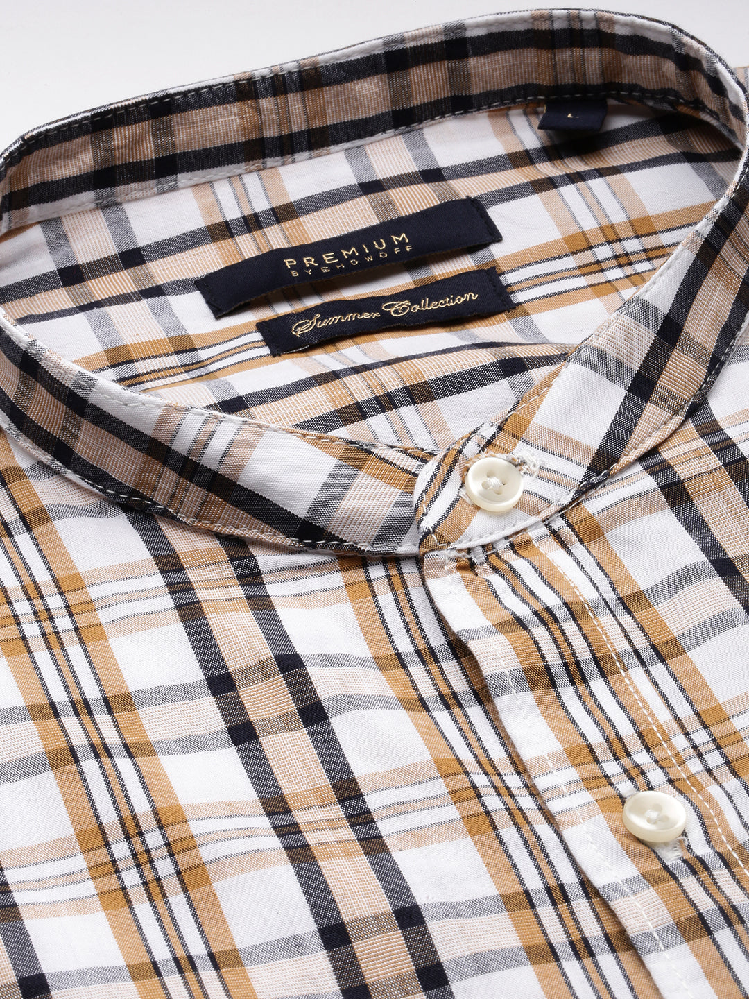 Men White Checked Casual Shirt