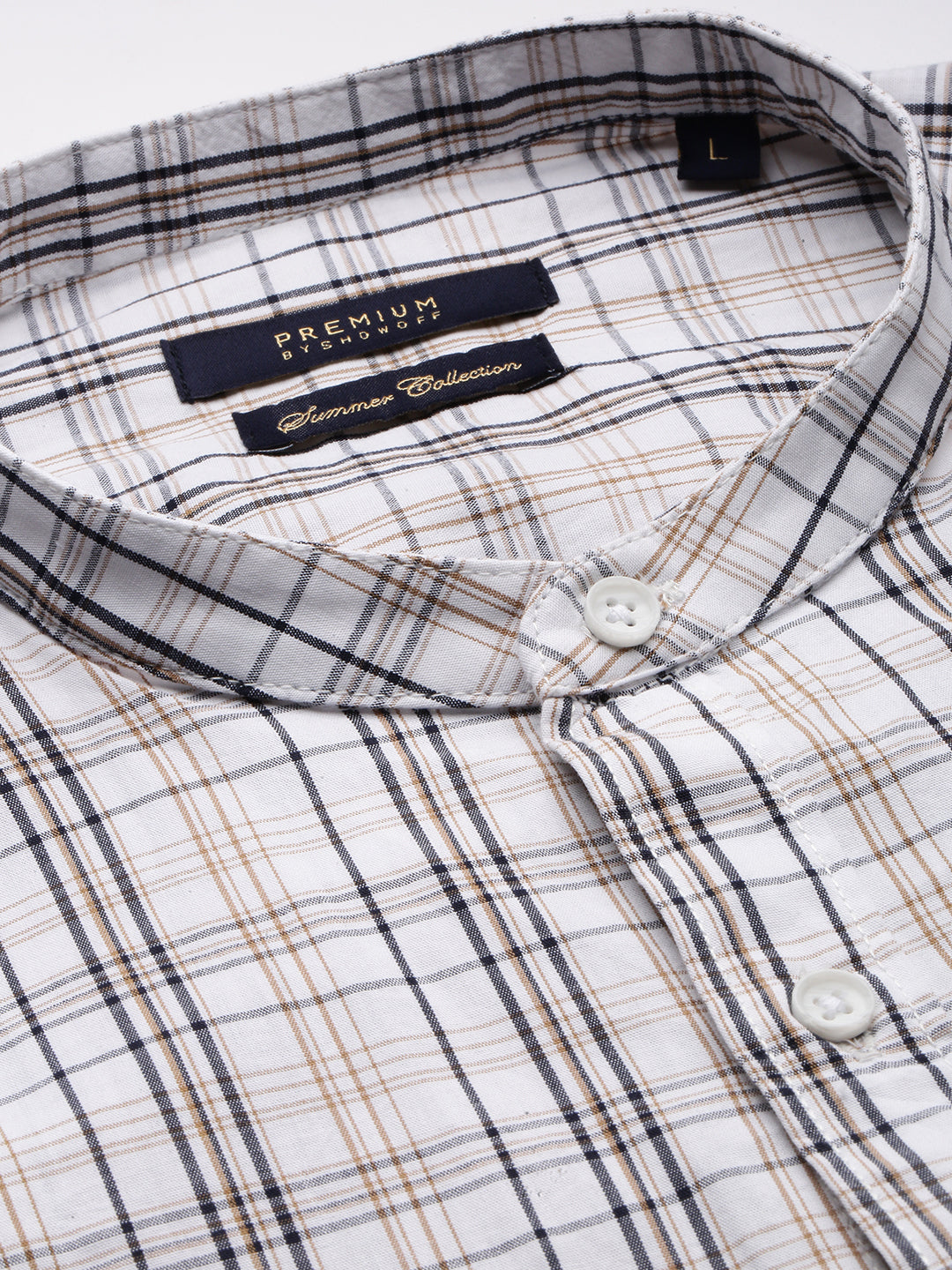 Men White Checked Casual Shirt