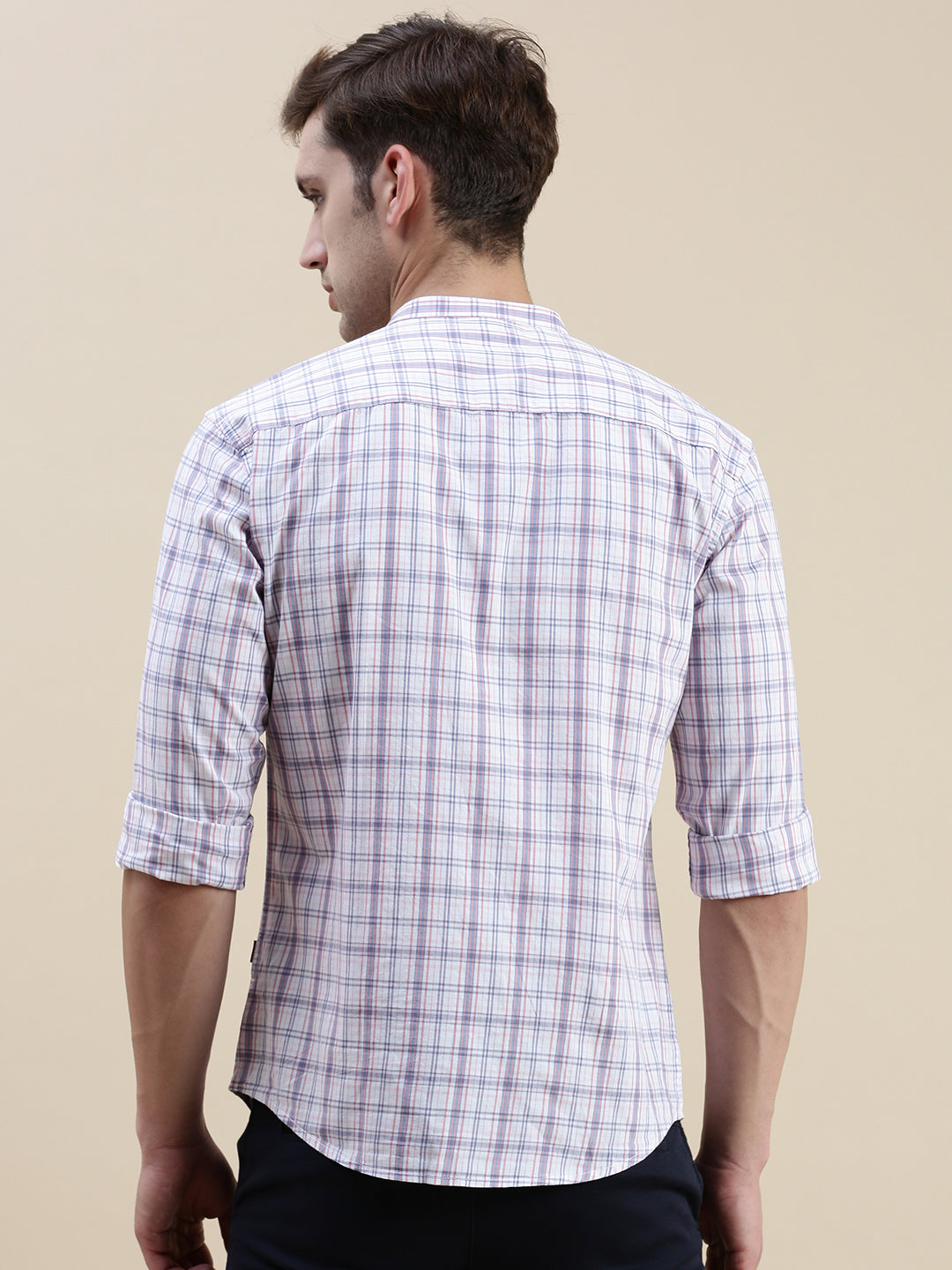 Men White Checked Casual Shirt