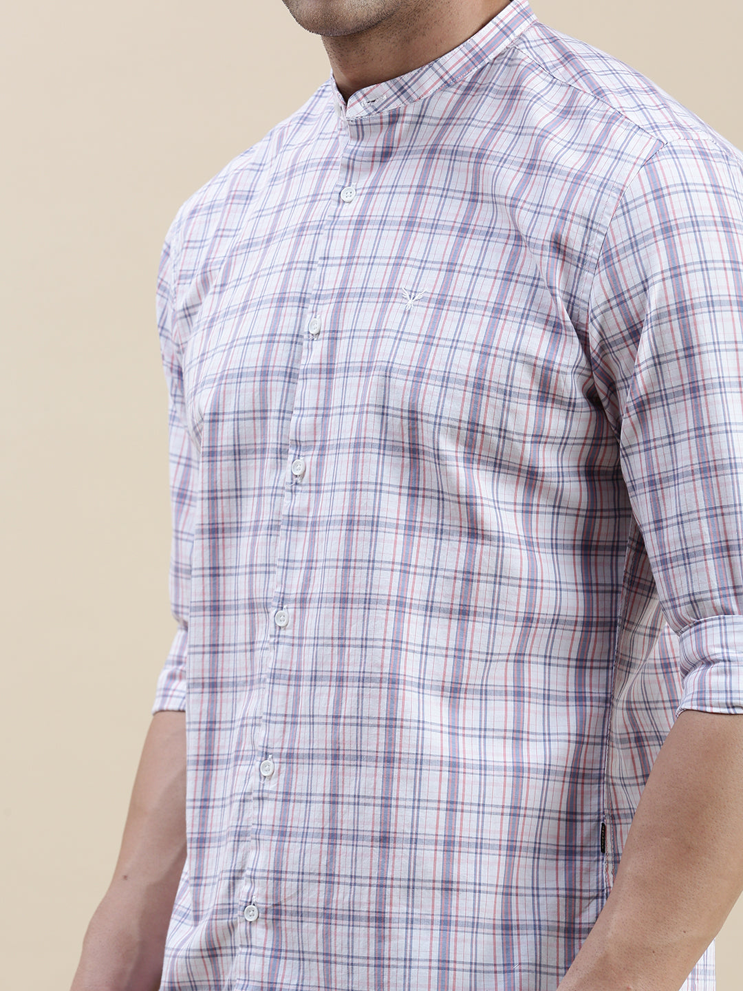 Men White Checked Casual Shirt