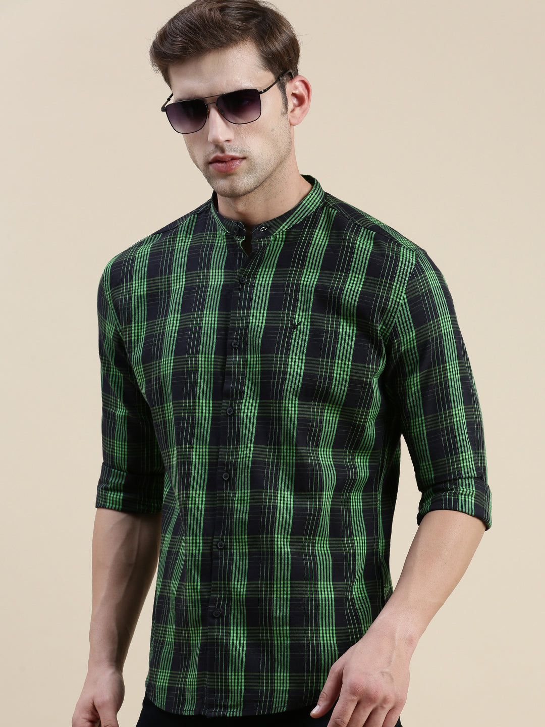 Men Black Checked Casual Shirt