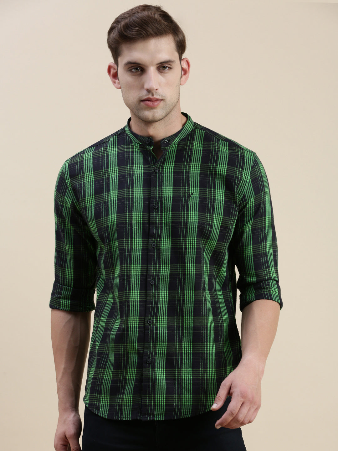 Men Black Checked Casual Shirt