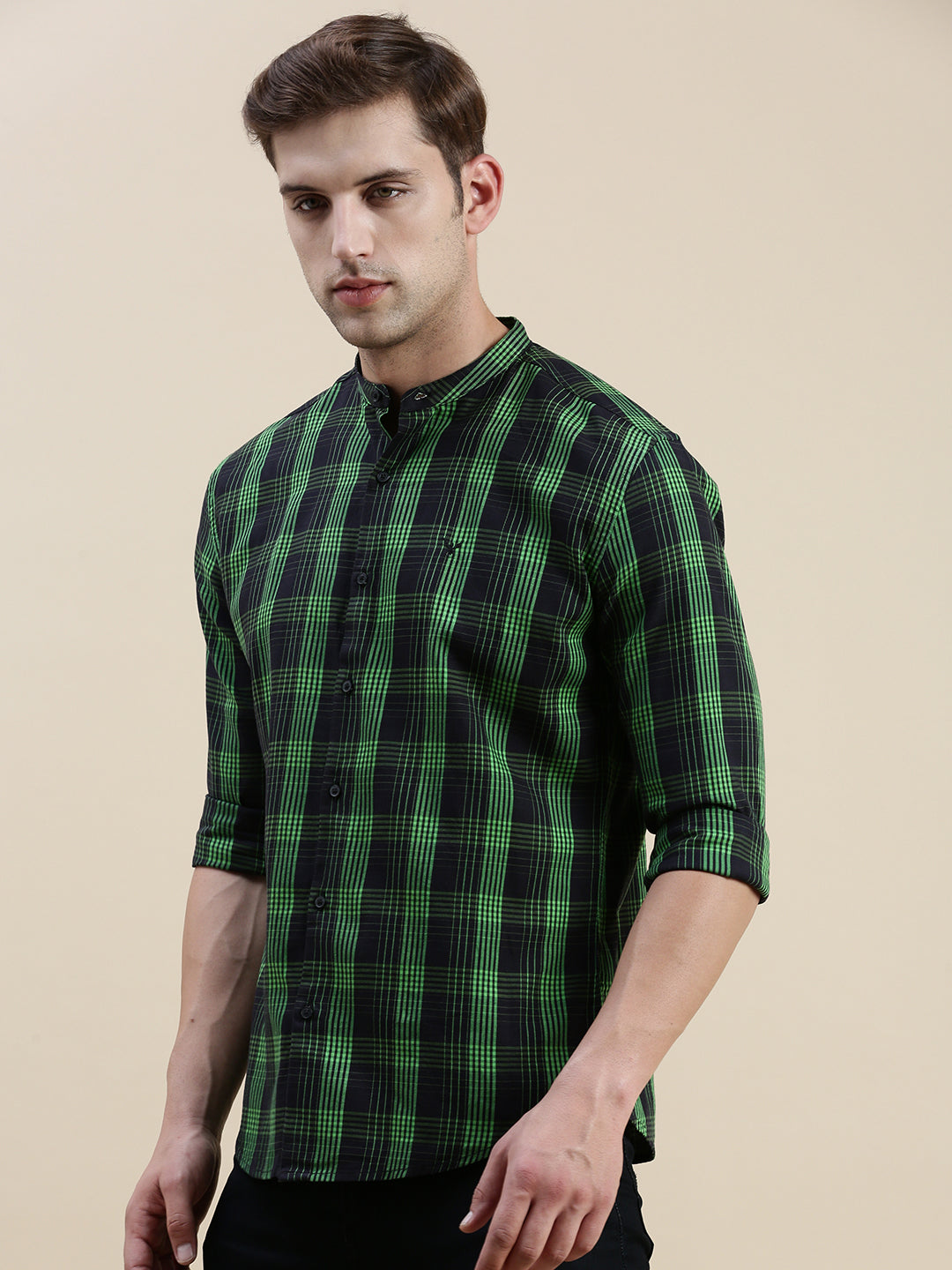 Men Black Checked Casual Shirt