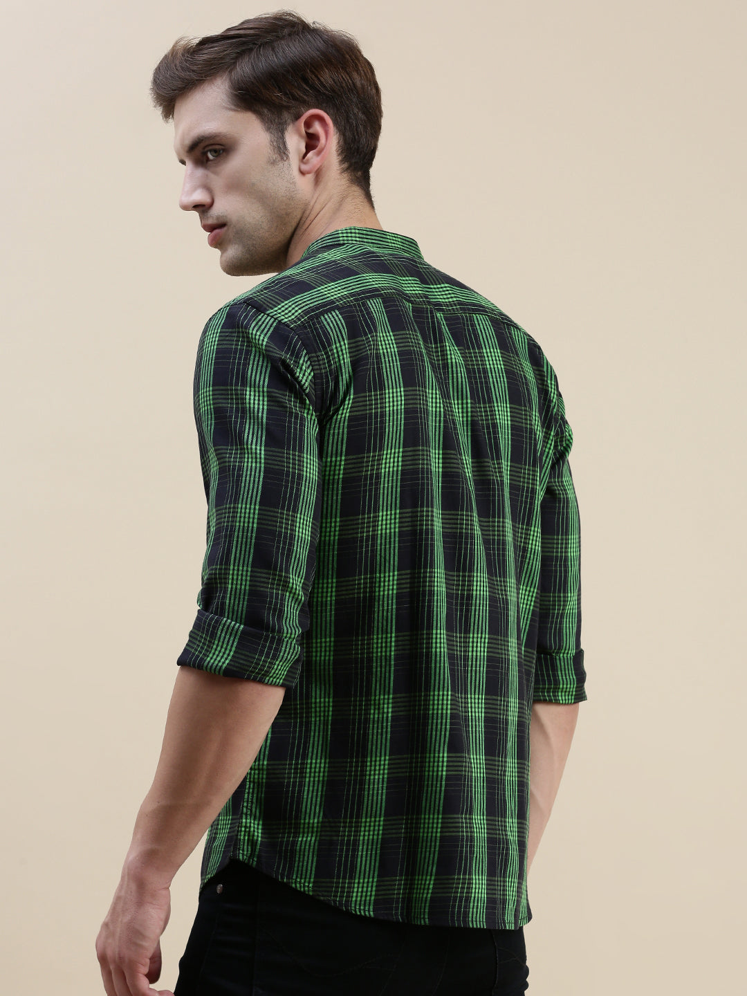 Men Black Checked Casual Shirt