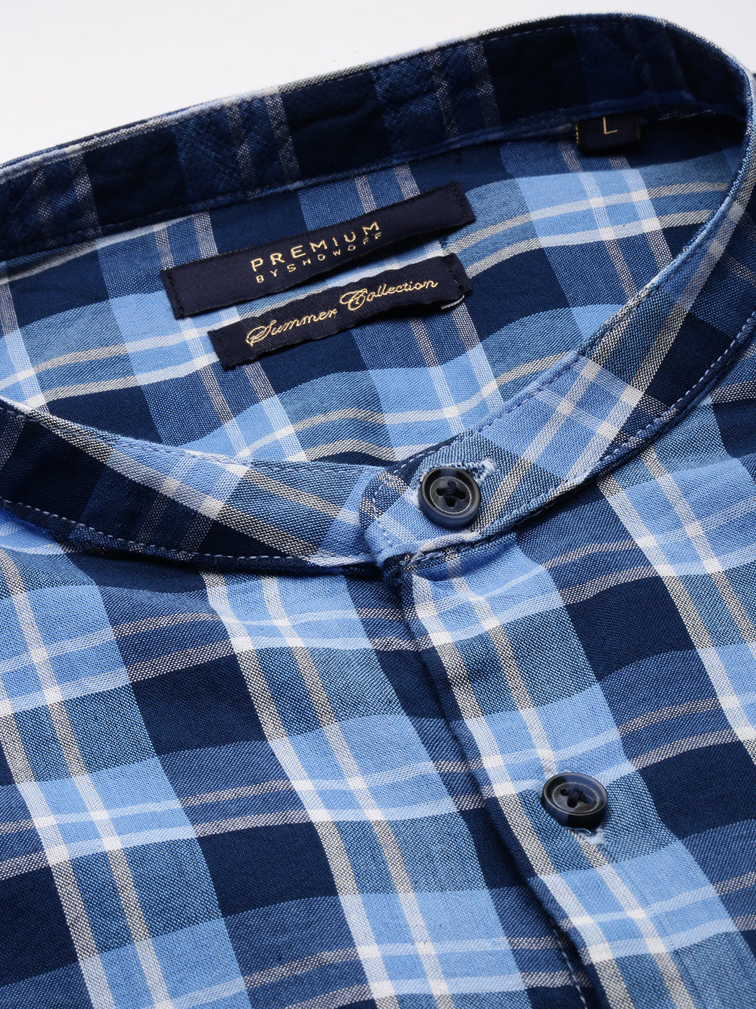 Men Blue Checked Casual Shirt