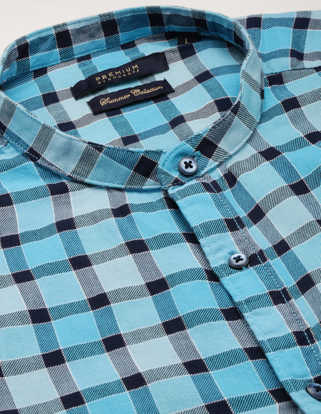 Men Blue Checked Casual Shirt