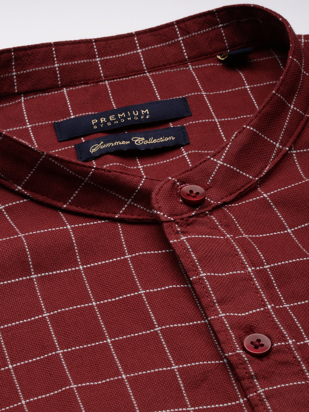 Men Maroon Checked Casual Shirt