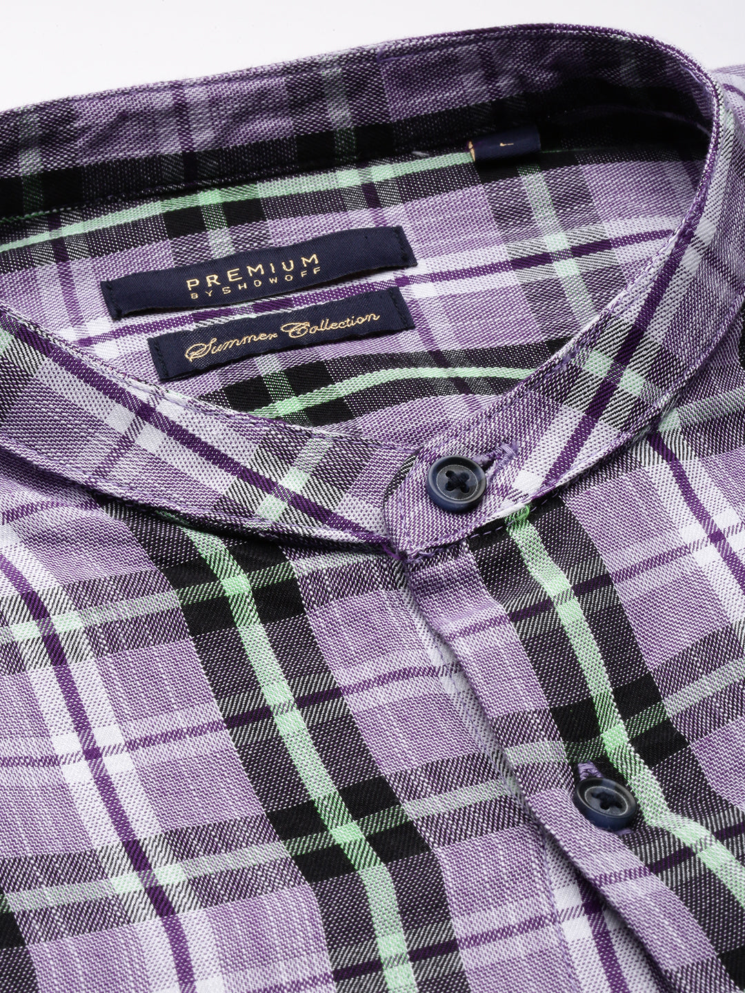 Men Purple Checked Casual Shirt