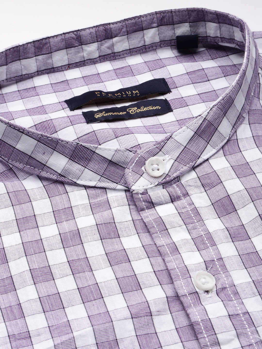 Men Purple Checked Casual Shirt