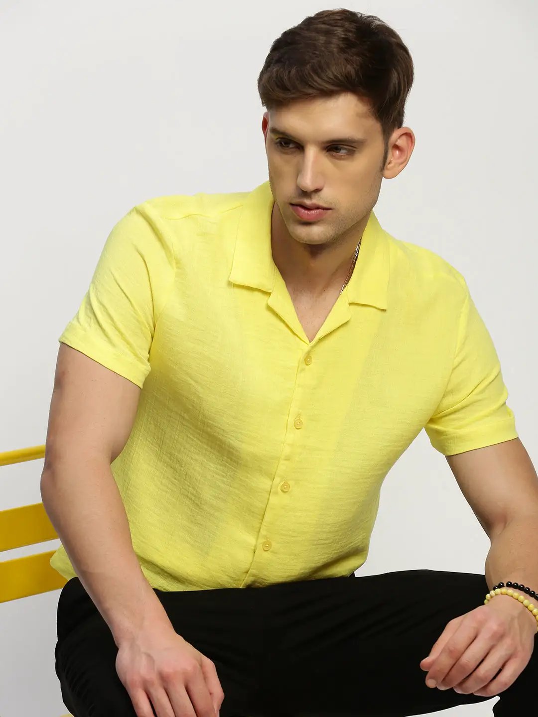 Men's Yellow Solid Shirt