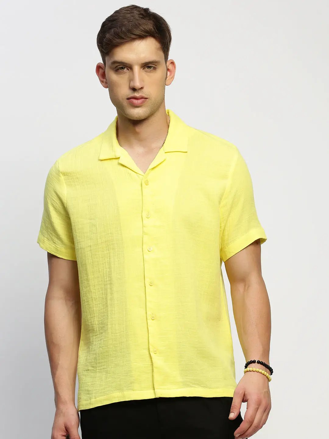 Men's Yellow Solid Shirt
