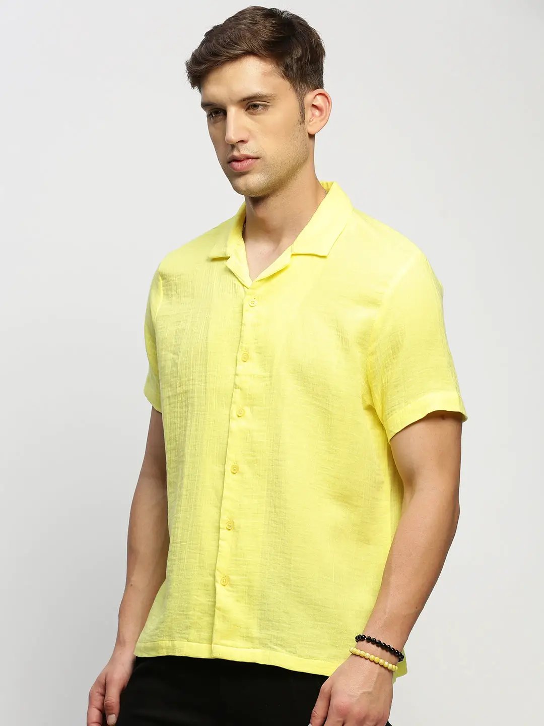 Men's Yellow Solid Shirt