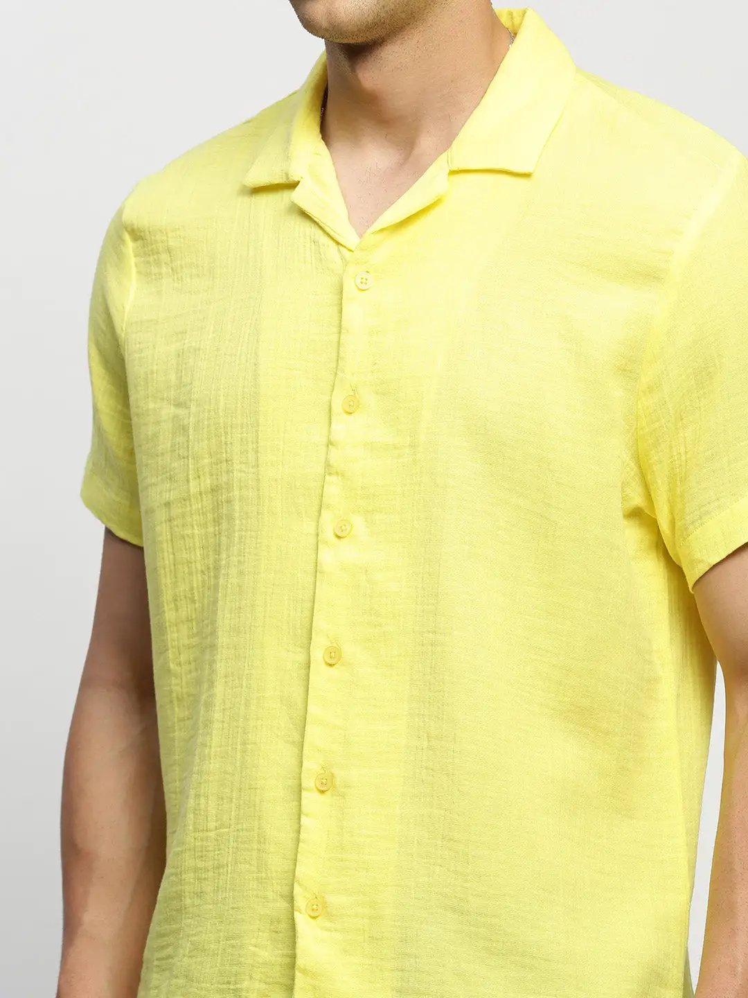 Men's Yellow Solid Shirt