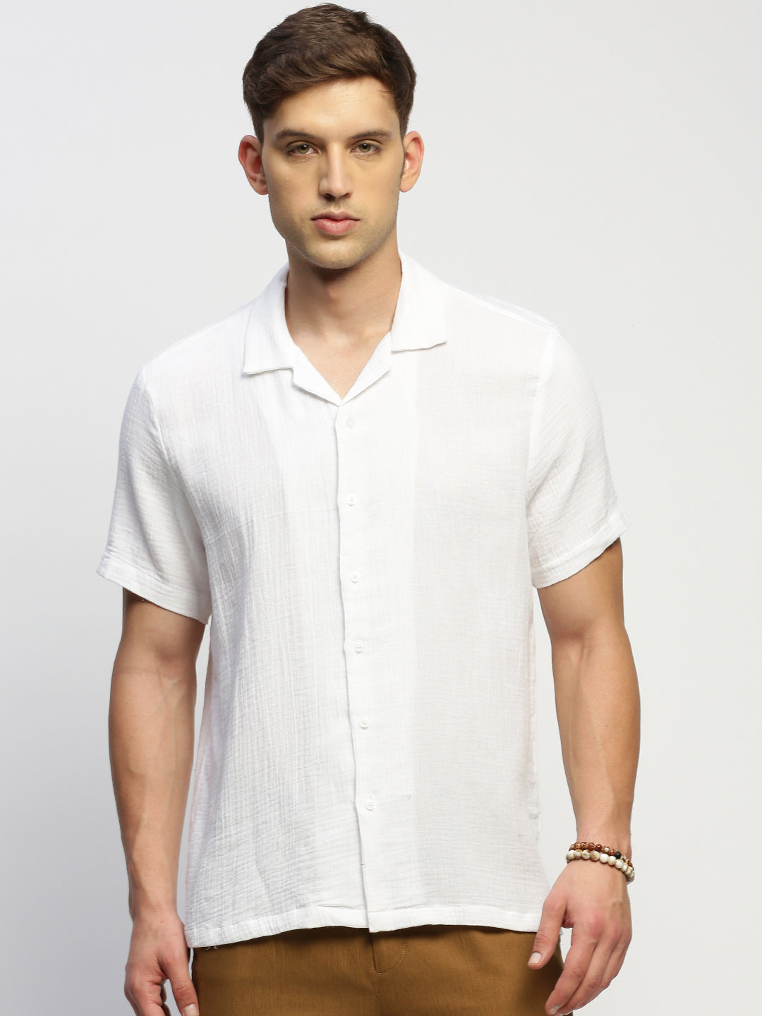 Men White Solid Shirt