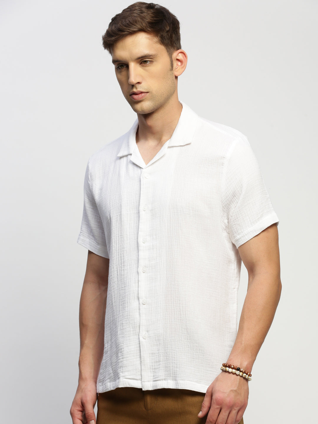 Men White Solid Shirt