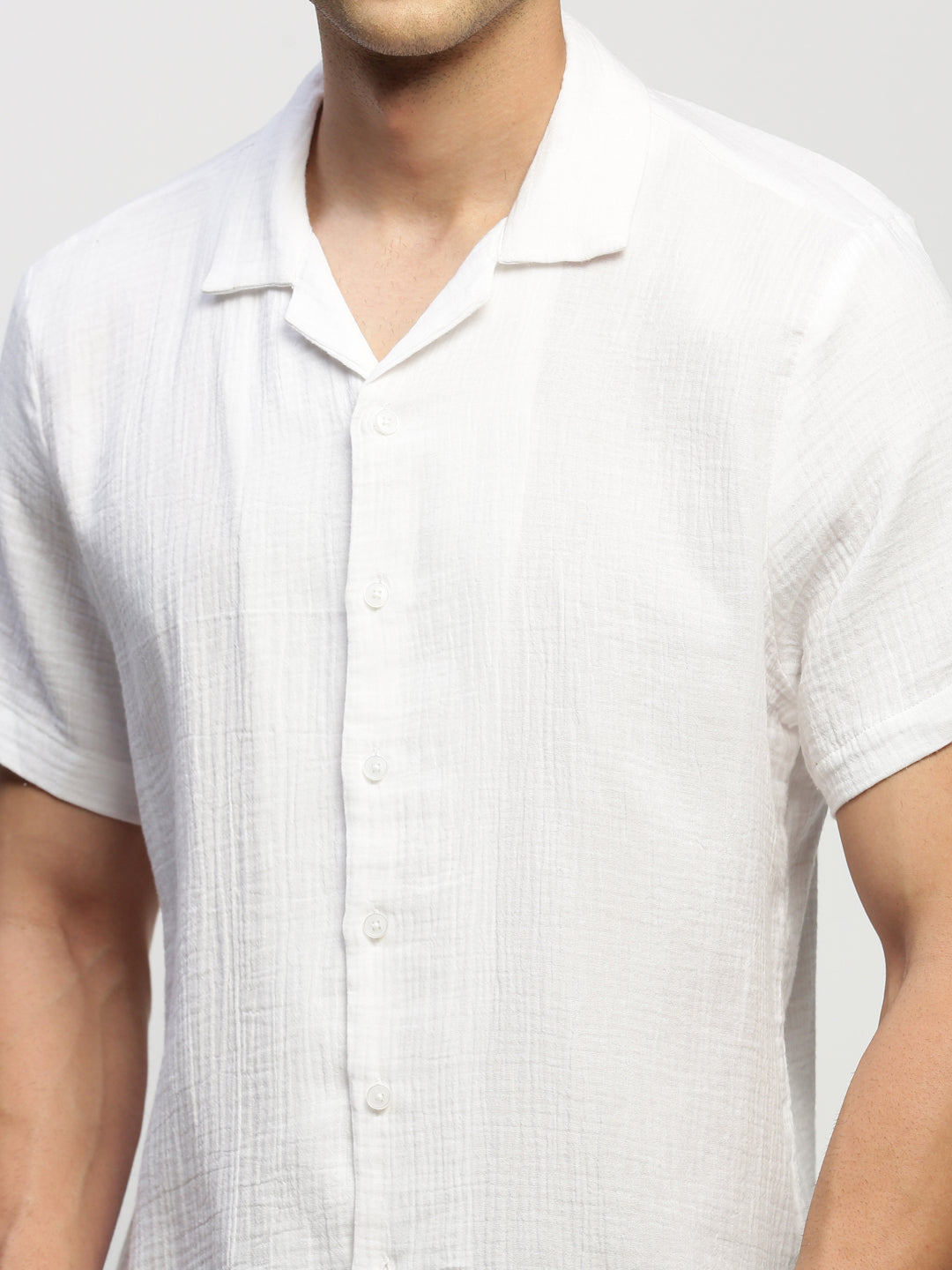 Men White Solid Shirt