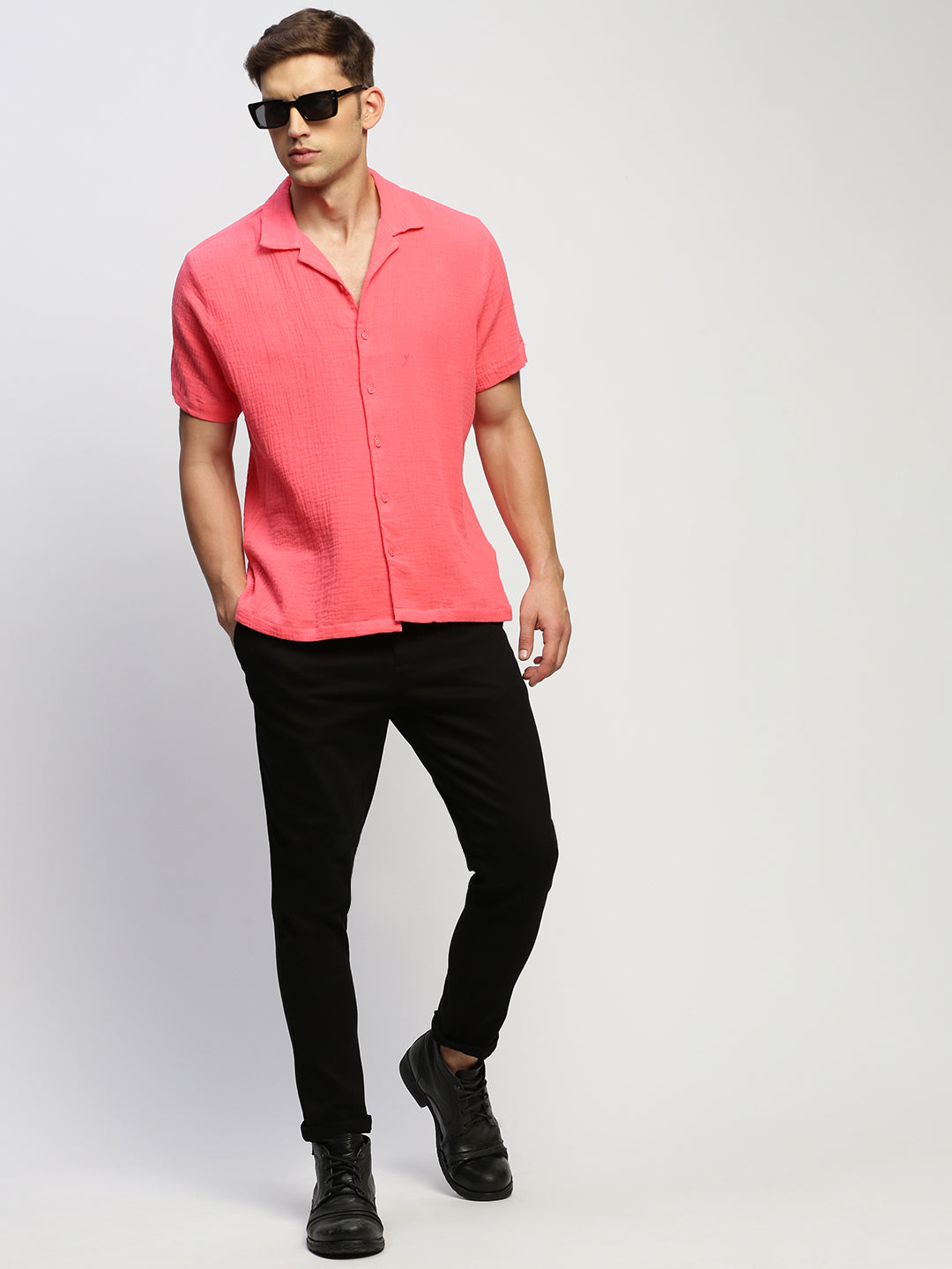 Men Pink Solid Shirt