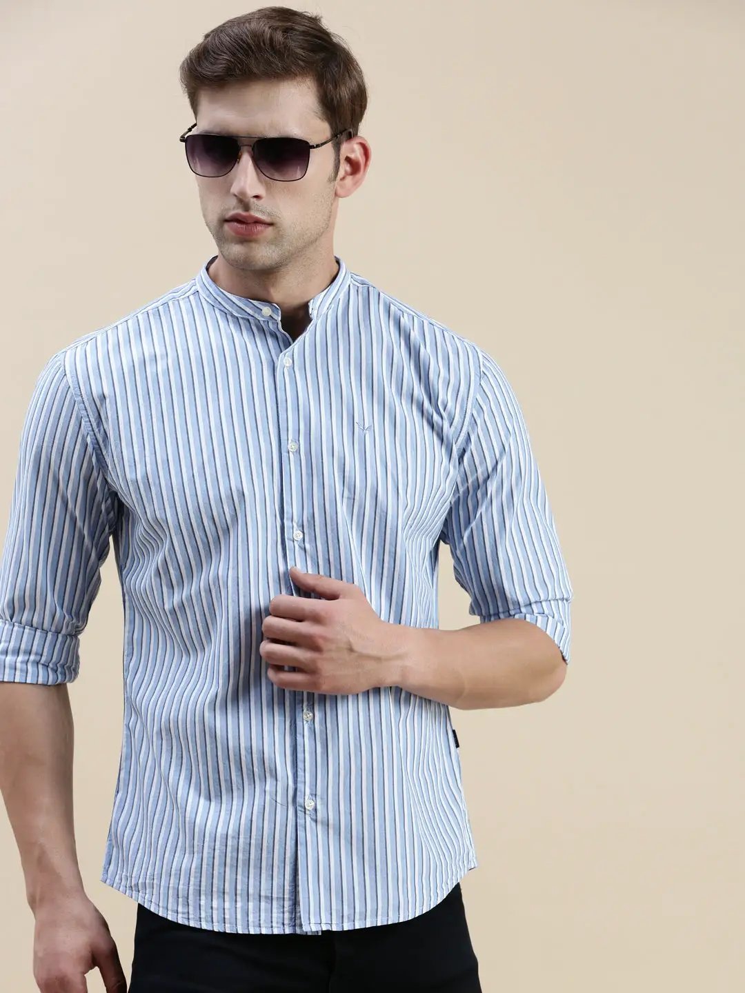 Men's Blue Striped Casual Shirt