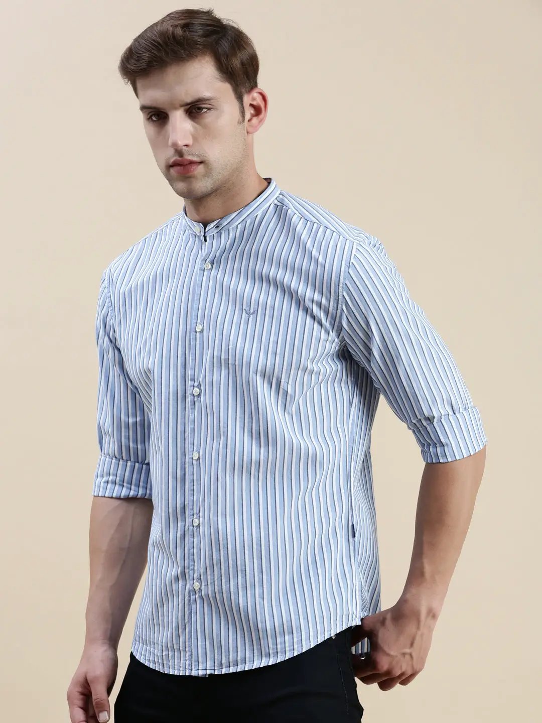 Men's Blue Striped Casual Shirt