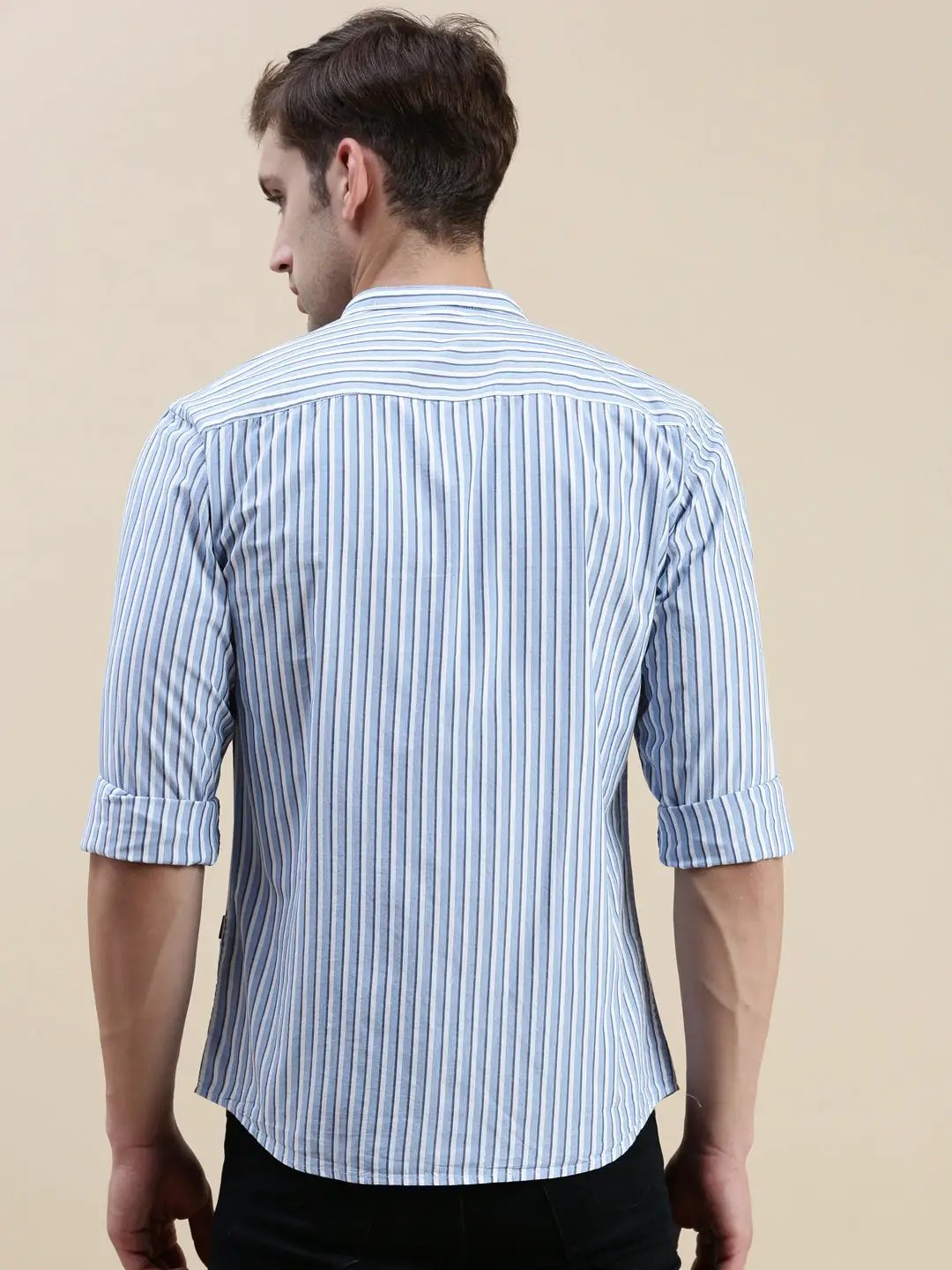Men's Blue Striped Casual Shirt