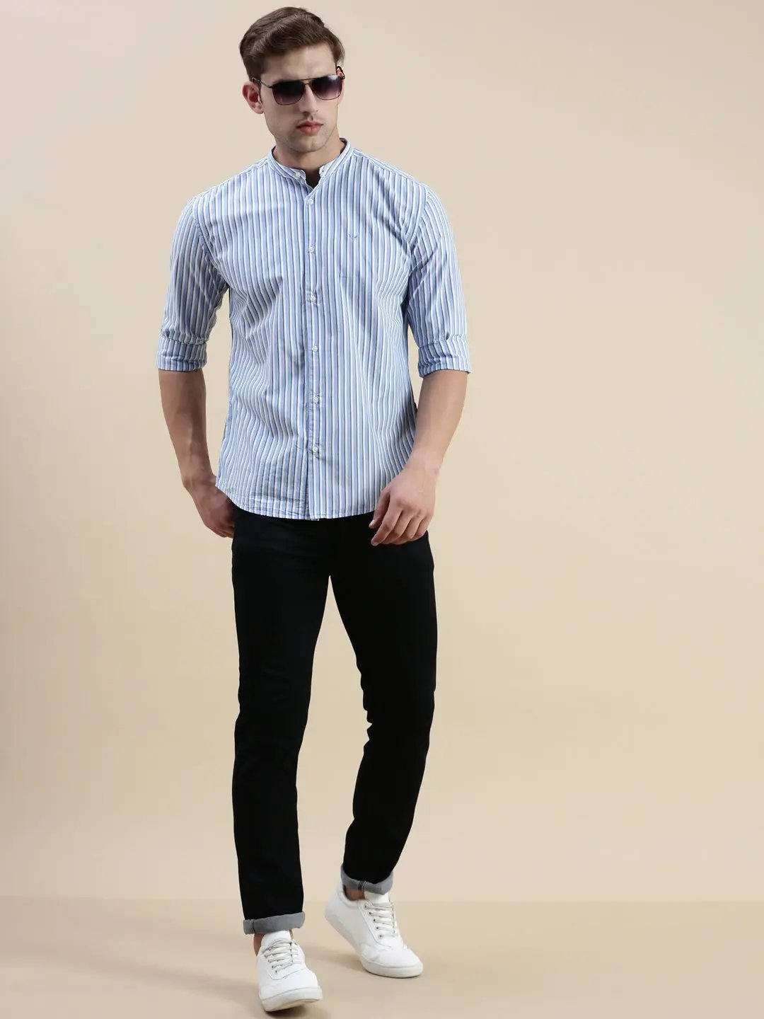 Men's Blue Striped Casual Shirt