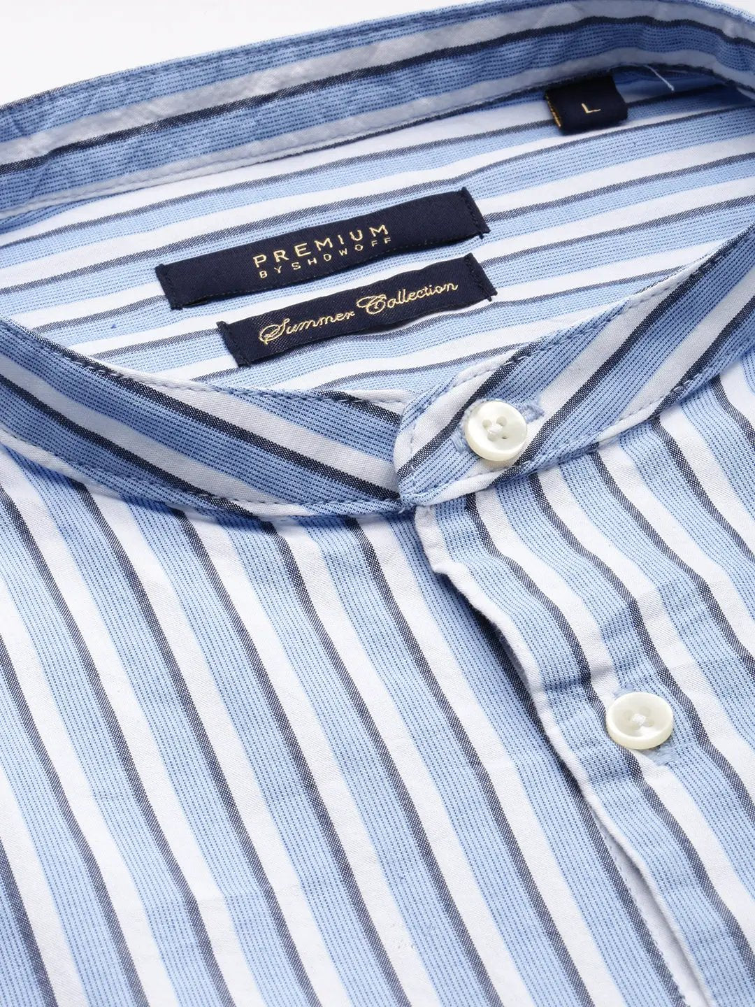 Men's Blue Striped Casual Shirt